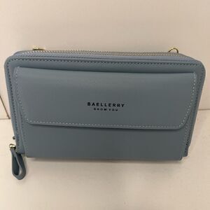 NWT Blue Hand crafted 12 Card Slot Large Capacity Crossbody Handbag